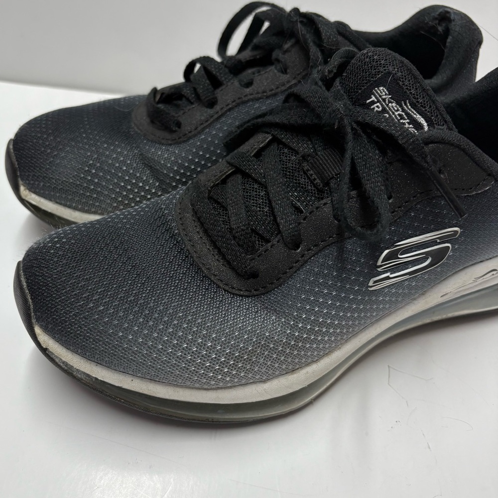 Skechers Air Cooled Memory Foam Lace Up Tennis Shoes Sneakers Black Gray Sz 5.5 - Picture 3 of 6